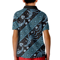 Indonesia Batik Pattern Kid Polo Shirt Blue Version - Wonder Print Shop