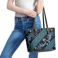 Indonesia Batik Pattern Leather Tote Bag Blue Version - Wonder Print Shop