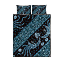Indonesia Batik Pattern Quilt Bed Set Blue Version - Wonder Print Shop