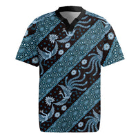 Indonesia Batik Pattern Rugby Jersey Blue Version - Wonder Print Shop