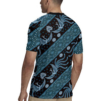Indonesia Batik Pattern Rugby Jersey Blue Version - Wonder Print Shop