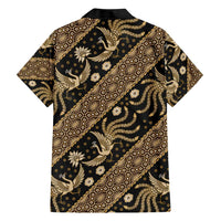 Indonesia Batik Pattern Family Matching Short Sleeve Bodycon Dress and Hawaiian Shirt Gold Version - Wonder Print Shop