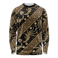 Indonesia Batik Pattern Long Sleeve Shirt Gold Version - Wonder Print Shop