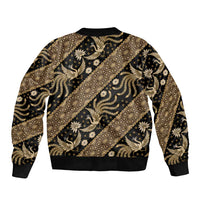 Indonesia Batik Pattern Sleeve Zip Bomber Jacket Gold Version - Wonder Print Shop
