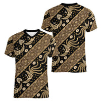 Indonesia Batik Pattern Women V-Neck T-Shirt Gold Version - Wonder Print Shop