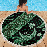 Indonesia Batik Pattern Beach Blanket Green Version - Wonder Print Shop