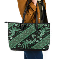 Indonesia Batik Pattern Leather Tote Bag Green Version - Wonder Print Shop