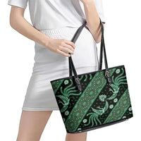 Indonesia Batik Pattern Leather Tote Bag Green Version - Wonder Print Shop