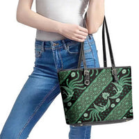 Indonesia Batik Pattern Leather Tote Bag Green Version - Wonder Print Shop
