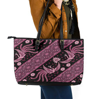 Indonesia Batik Pattern Leather Tote Bag Pink Version - Wonder Print Shop