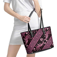 Indonesia Batik Pattern Leather Tote Bag Pink Version - Wonder Print Shop
