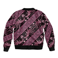 Indonesia Batik Pattern Sleeve Zip Bomber Jacket Pink Version - Wonder Print Shop
