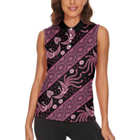 Indonesia Batik Pattern Women Sleeveless Polo Shirt Pink Version - Wonder Print Shop
