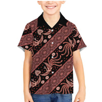Indonesia Batik Pattern Family Matching Mermaid Dress and Hawaiian Shirt Red Version - Wonder Print Shop