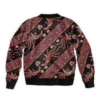 Indonesia Batik Pattern Sleeve Zip Bomber Jacket Red Version - Wonder Print Shop
