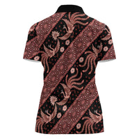 Indonesia Batik Pattern Women Polo Shirt Red Version - Wonder Print Shop