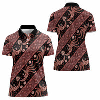 Indonesia Batik Pattern Women Polo Shirt Red Version - Wonder Print Shop