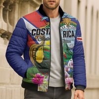 Personalized Costa Rica Rainbow Toucan Bomber Puffer Jacket Happy Independence Day