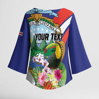 Personalized Costa Rica Rainbow Toucan Kimono Sleeve Blouse Happy Independence Day