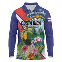 Personalized Costa Rica Rainbow Toucan Long Sleeve Polo Shirt Happy Independence Day