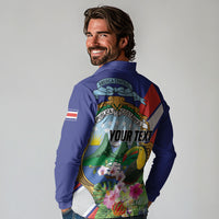 Personalized Costa Rica Rainbow Toucan Long Sleeve Polo Shirt Happy Independence Day