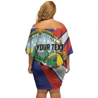 Personalized Costa Rica Rainbow Toucan Off Shoulder Short Dress Happy Independence Day