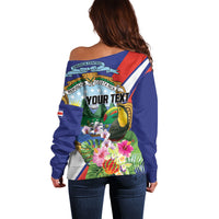 Personalized Costa Rica Rainbow Toucan Off Shoulder Sweater Happy Independence Day