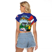 Personalized Costa Rica Rainbow Toucan Raglan Cropped T Shirt Happy Independence Day