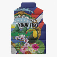 Personalized Costa Rica Rainbow Toucan Sleeveless Puffer Jacket Happy Independence Day