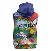 Personalized Costa Rica Rainbow Toucan Sleeveless Zip Hoodie Happy Independence Day