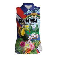 Personalized Costa Rica Rainbow Toucan Women Sleeveless Polo Shirt Happy Independence Day