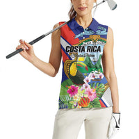 Personalized Costa Rica Rainbow Toucan Women Sleeveless Polo Shirt Happy Independence Day