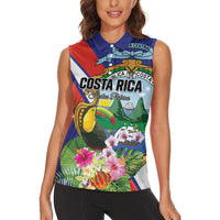 Personalized Costa Rica Rainbow Toucan Women Sleeveless Polo Shirt Happy Independence Day