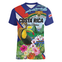 Personalized Costa Rica Rainbow Toucan Women V-Neck T-Shirt Happy Independence Day