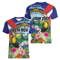 Personalized Costa Rica Rainbow Toucan Women V-Neck T-Shirt Happy Independence Day