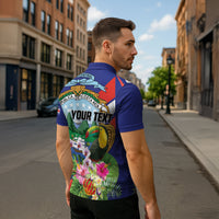 Personalized Costa Rica Rainbow Toucan Zipper Polo Shirt Happy Independence Day
