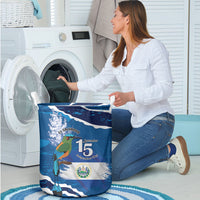 El Salvador Turquoise Browed Motmot Laundry Basket Happy Independence Day