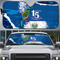El Salvador Turquoise Browed Motmot Auto Sun Shade Happy Independence Day