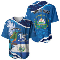 Personalized El Salvador Turquoise Browed Motmot Baseball Jersey Happy Independence Day