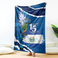 El Salvador Turquoise Browed Motmot Blanket Happy Independence Day