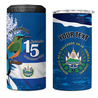 Personalized El Salvador Turquoise Browed Motmot 4 in 1 Can Cooler Tumbler Happy Independence Day