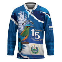 Personalized El Salvador Turquoise Browed Motmot Hockey Jersey Happy Independence Day