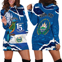 Personalized El Salvador Turquoise Browed Motmot Hoodie Dress Happy Independence Day