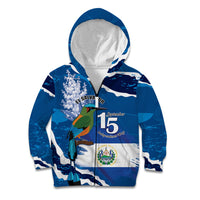 Personalized El Salvador Turquoise Browed Motmot Kid Hoodie Happy Independence Day