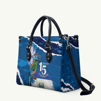 El Salvador Turquoise Browed Motmot Leather Bag Happy Independence Day