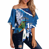 Personalized El Salvador Turquoise Browed Motmot Off Shoulder Wrap Waist Top Happy Independence Day