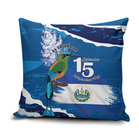 El Salvador Turquoise Browed Motmot Pillow Cover Happy Independence Day