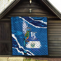 El Salvador Turquoise Browed Motmot Quilt Happy Independence Day