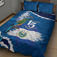 El Salvador Turquoise Browed Motmot Quilt Bed Set Happy Independence Day