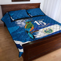 El Salvador Turquoise Browed Motmot Quilt Bed Set Happy Independence Day